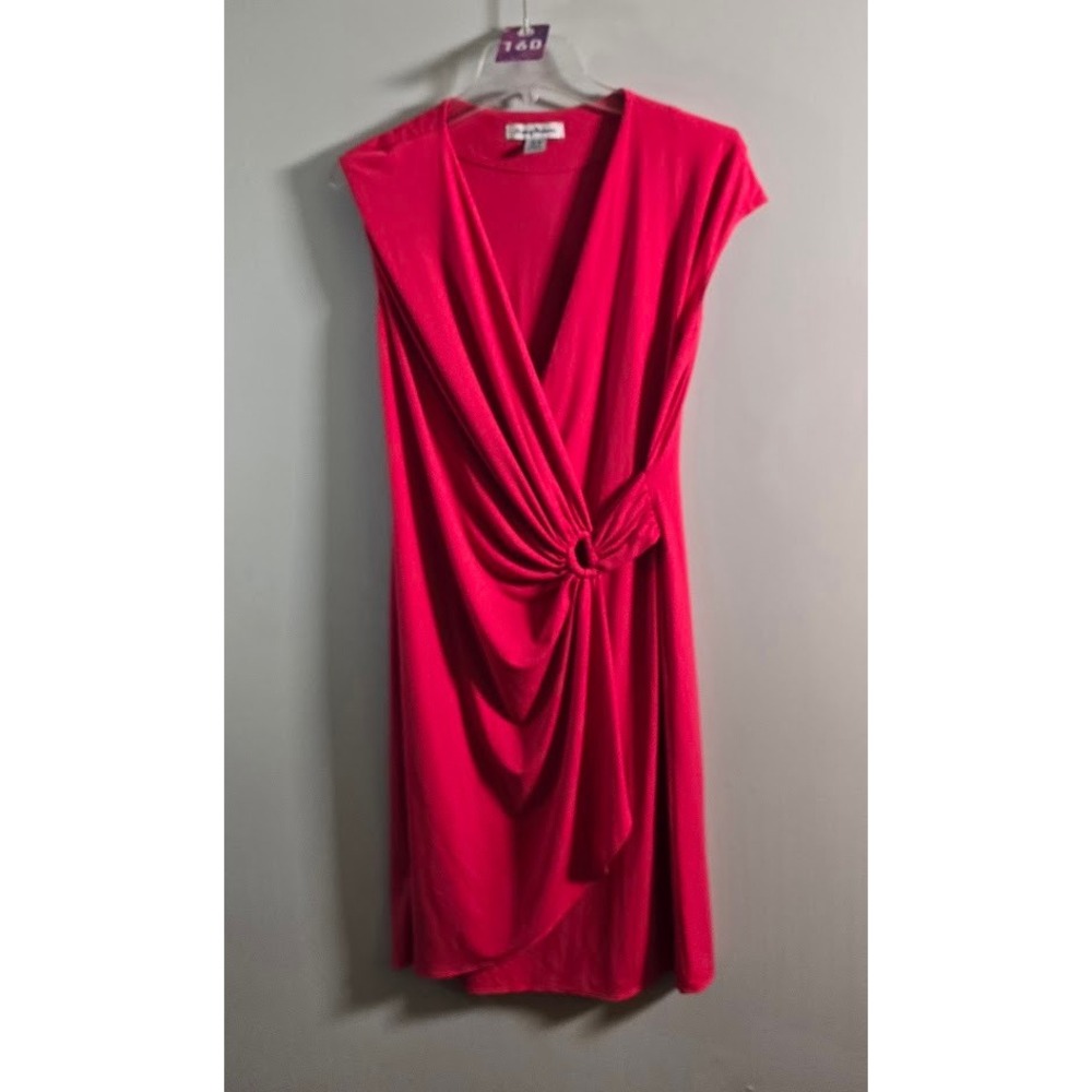 Tommy Bahama Womens Clara Dress Pink Faux Wrap Ring Detail Sleeveless Medium